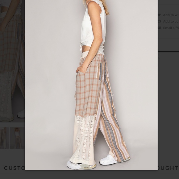 POL 💚 454 POL Plaid with Lace Detail Knit Pants SR21A - Picture 6 of 8